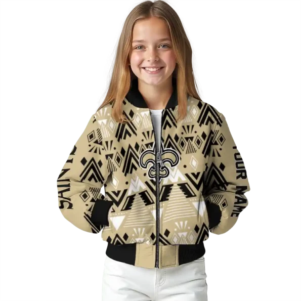 custom new orleans saints pyramid shapes gold bomber jacket top rated