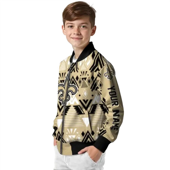 custom new orleans saints pyramid shapes gold bomber jacket trendy