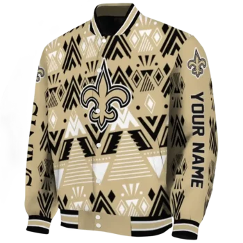 custom new orleans saints pyramid shapes gold varsity jacket best selling