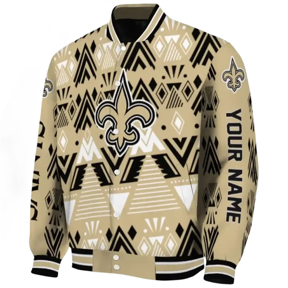 custom new orleans saints pyramid shapes gold varsity jacket best selling