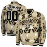 custom new orleans saints pyramid shapes gold varsity jacket best selling