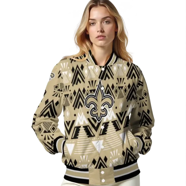custom new orleans saints pyramid shapes gold varsity jacket latest model