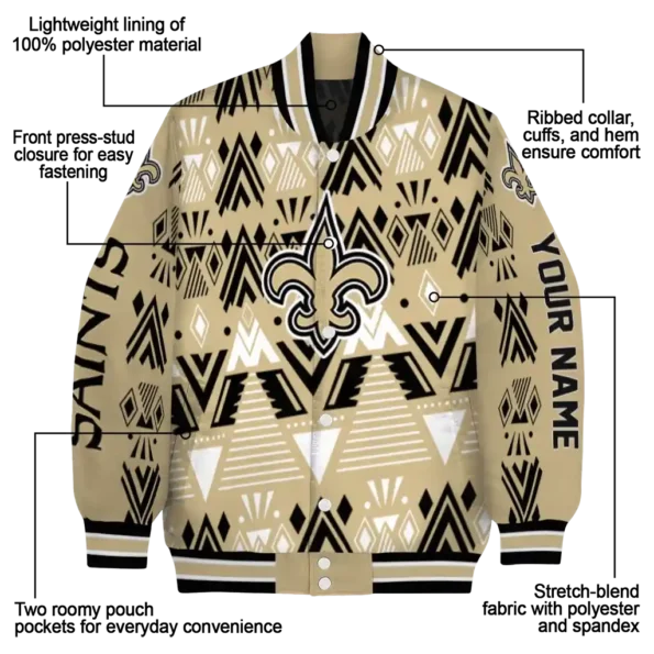custom new orleans saints pyramid shapes gold varsity jacket new arrival