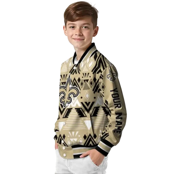 custom new orleans saints pyramid shapes gold varsity jacket trendy