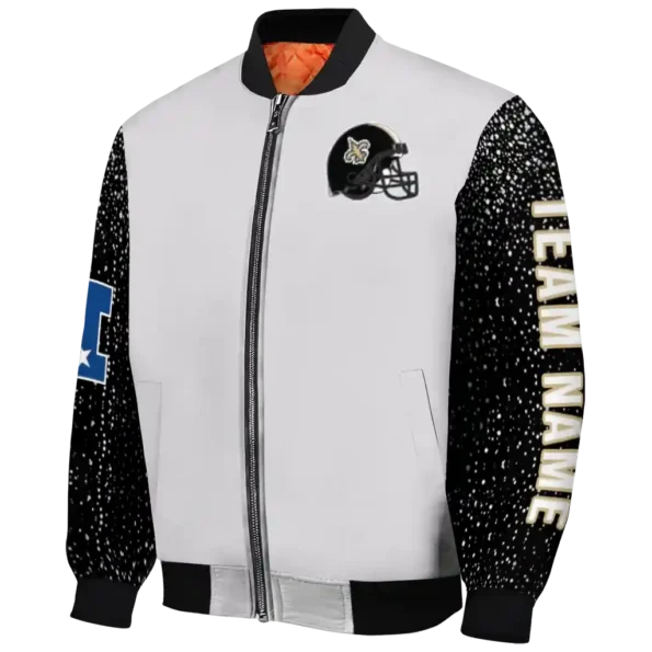 custom new orleans saints speckled arms gold gray bomber jacket best selling