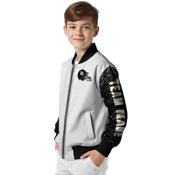 custom new orleans saints speckled arms gold gray bomber jacket trendy
