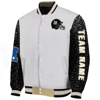 custom new orleans saints speckled arms gold gray varsity jacket best selling