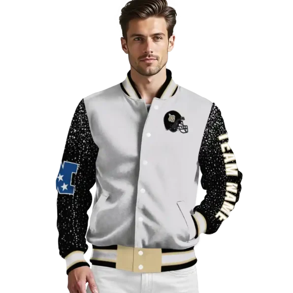 custom new orleans saints speckled arms gold gray varsity jacket high quality
