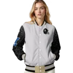 custom new orleans saints speckled arms gold gray varsity jacket best selling