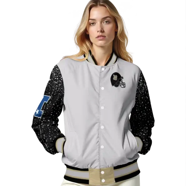 custom new orleans saints speckled arms gold gray varsity jacket latest model