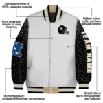 custom new orleans saints speckled arms gold gray varsity jacket best selling