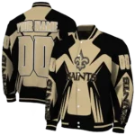 custom new orleans saints spider mark gold black crocs varsity jacket best selling