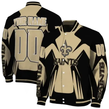 custom new orleans saints spider mark gold black crocs varsity jacket fashion forward
