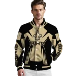 custom new orleans saints spider mark gold black crocs varsity jacket best selling
