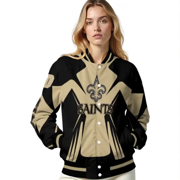 custom new orleans saints spider mark gold black crocs varsity jacket latest model