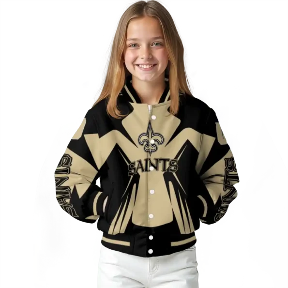 custom new orleans saints spider mark gold black crocs varsity jacket top rated