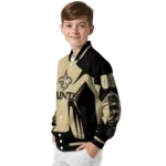 custom new orleans saints spider mark gold black crocs varsity jacket best selling