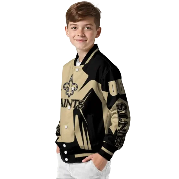 custom new orleans saints spider mark gold black crocs varsity jacket trendy