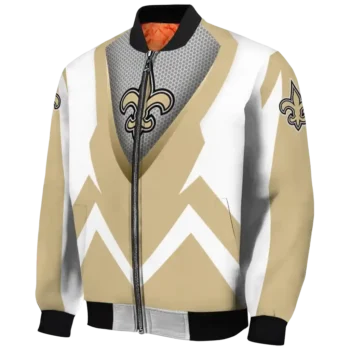 custom new orleans saints v stripes gold white bomber jacket best selling