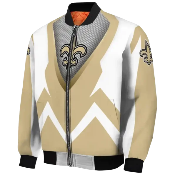 custom new orleans saints v stripes gold white bomber jacket best selling