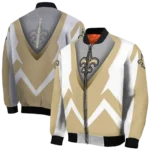 custom new orleans saints v stripes gold white bomber jacket best selling