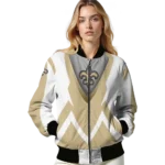 custom new orleans saints v stripes gold white bomber jacket best selling