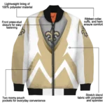 custom new orleans saints v stripes gold white bomber jacket best selling