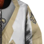 custom new orleans saints v stripes gold white bomber jacket best selling