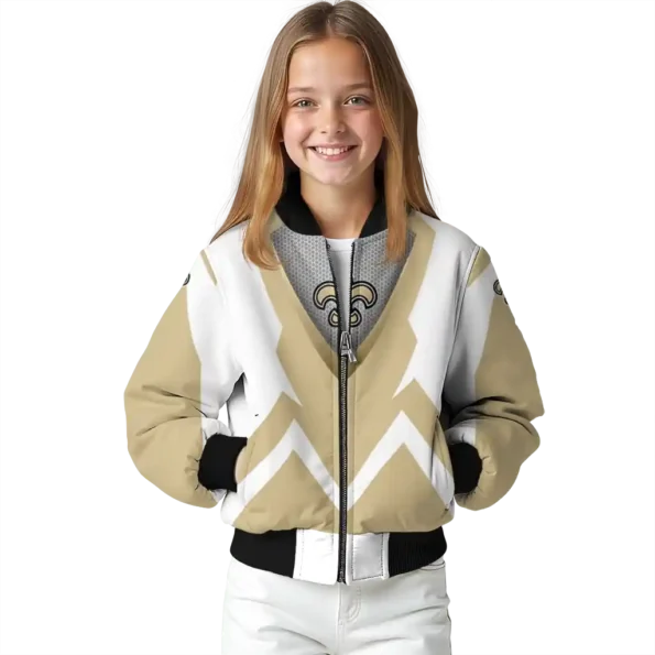 custom new orleans saints v stripes gold white bomber jacket top rated