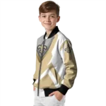 custom new orleans saints v stripes gold white bomber jacket best selling