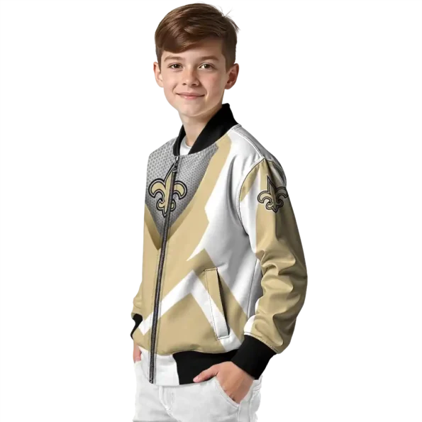 custom new orleans saints v stripes gold white bomber jacket trendy