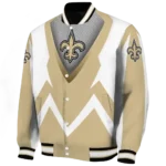 custom new orleans saints v stripes gold white varsity jacket best selling