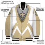 custom new orleans saints v stripes gold white varsity jacket best selling