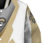 custom new orleans saints v stripes gold white varsity jacket best selling