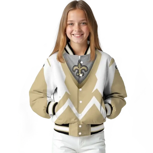 custom new orleans saints v stripes gold white varsity jacket top rated