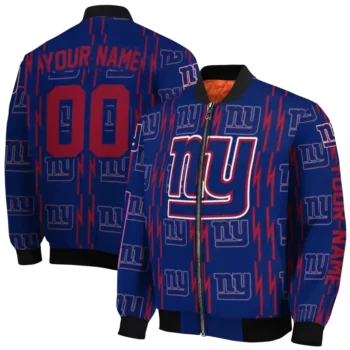 custom new york giants bolt stripe blue bomber jacket fashion forward