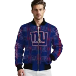 custom new york giants bolt stripe blue bomber jacket best selling