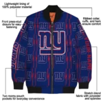 custom new york giants bolt stripe blue bomber jacket best selling
