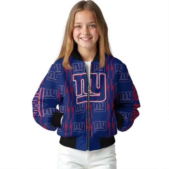 custom new york giants bolt stripe blue bomber jacket top rated