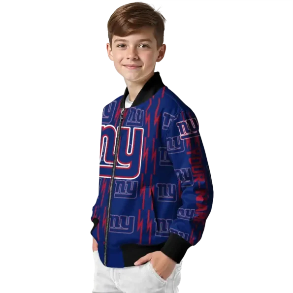 custom new york giants bolt stripe blue bomber jacket trendy