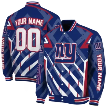 custom new york giants chevron angles blue varsity jacket fashion forward