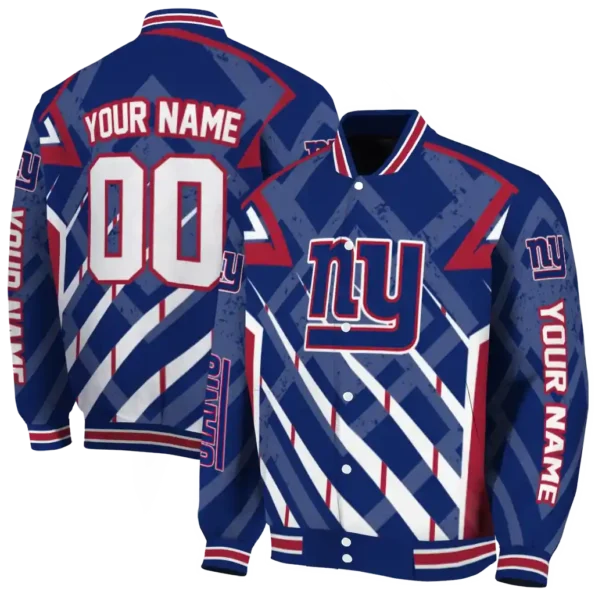 custom new york giants chevron angles blue varsity jacket fashion forward