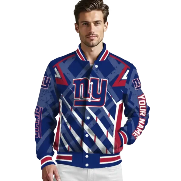 custom new york giants chevron angles blue varsity jacket high quality