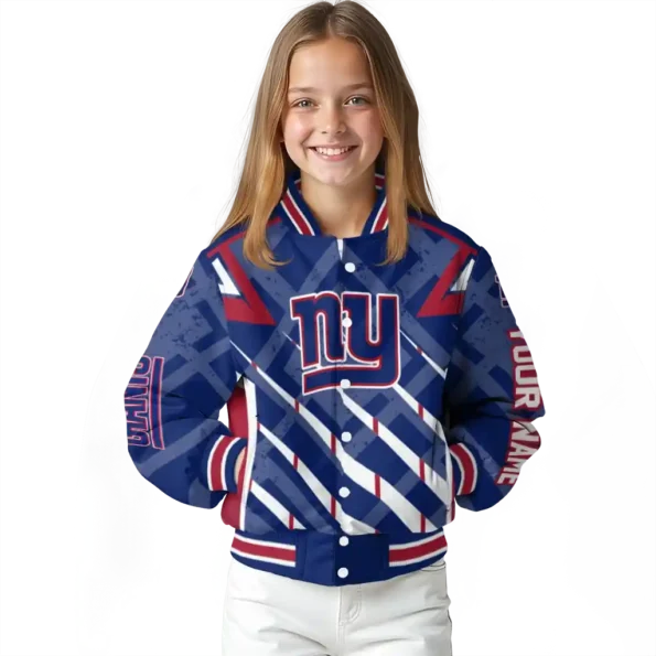 custom new york giants chevron angles blue varsity jacket top rated