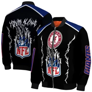 custom new york giants claw blood blue black bomber jacket fashion forward