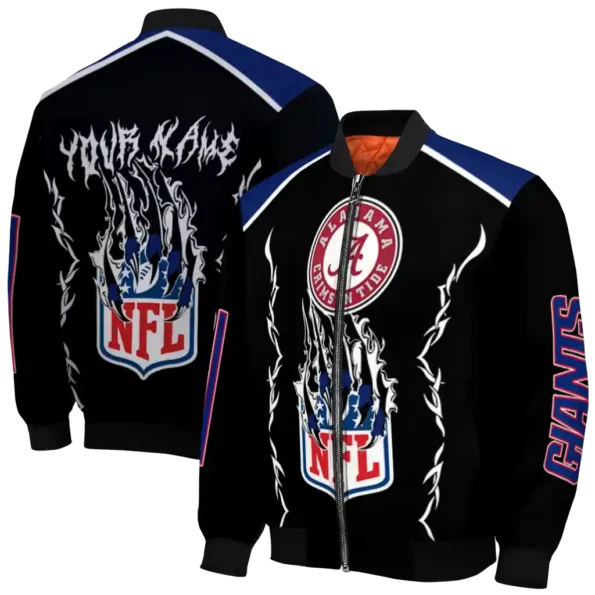 custom new york giants claw blood blue black bomber jacket fashion forward