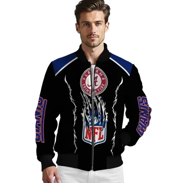 custom new york giants claw blood blue black bomber jacket high quality
