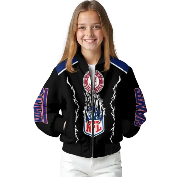 custom new york giants claw blood blue black bomber jacket top rated