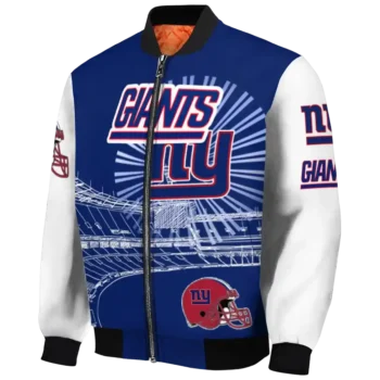 custom new york giants ferris arena blue white bomber jacket best selling