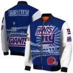 custom new york giants ferris arena blue white bomber jacket best selling